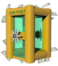 Infaltable vault money machine